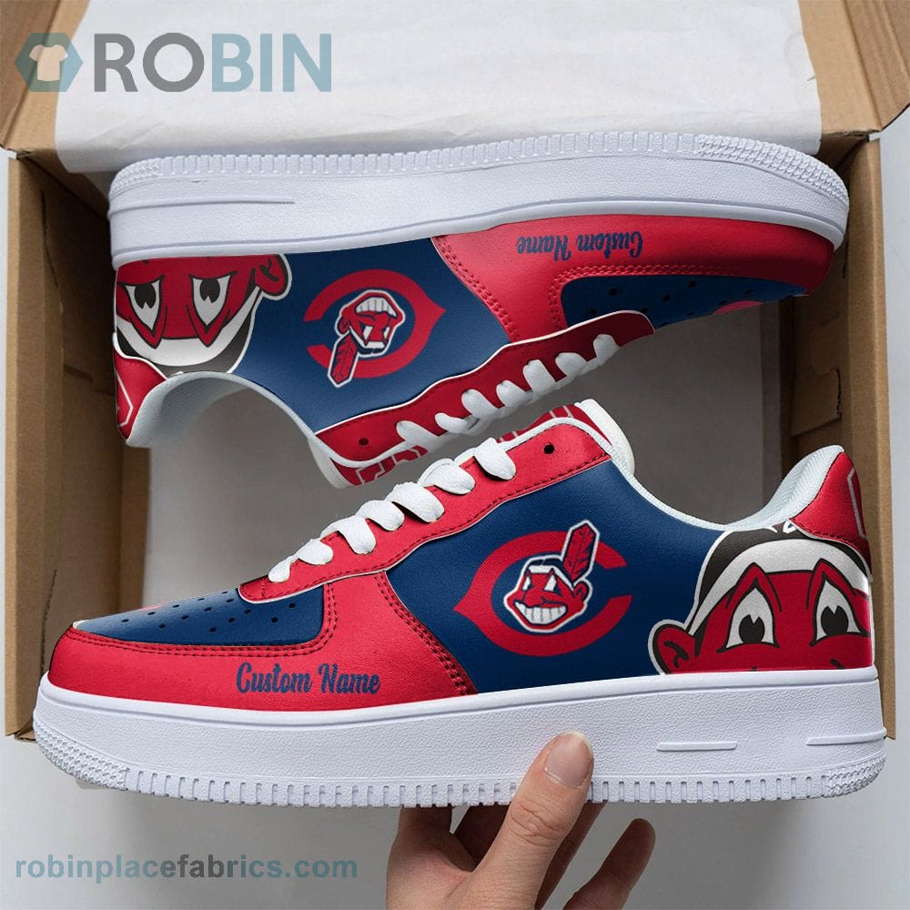 Cleveland Indians Mascot Logo Mlb Custom Name Air Force 1 Shoes For Men Women