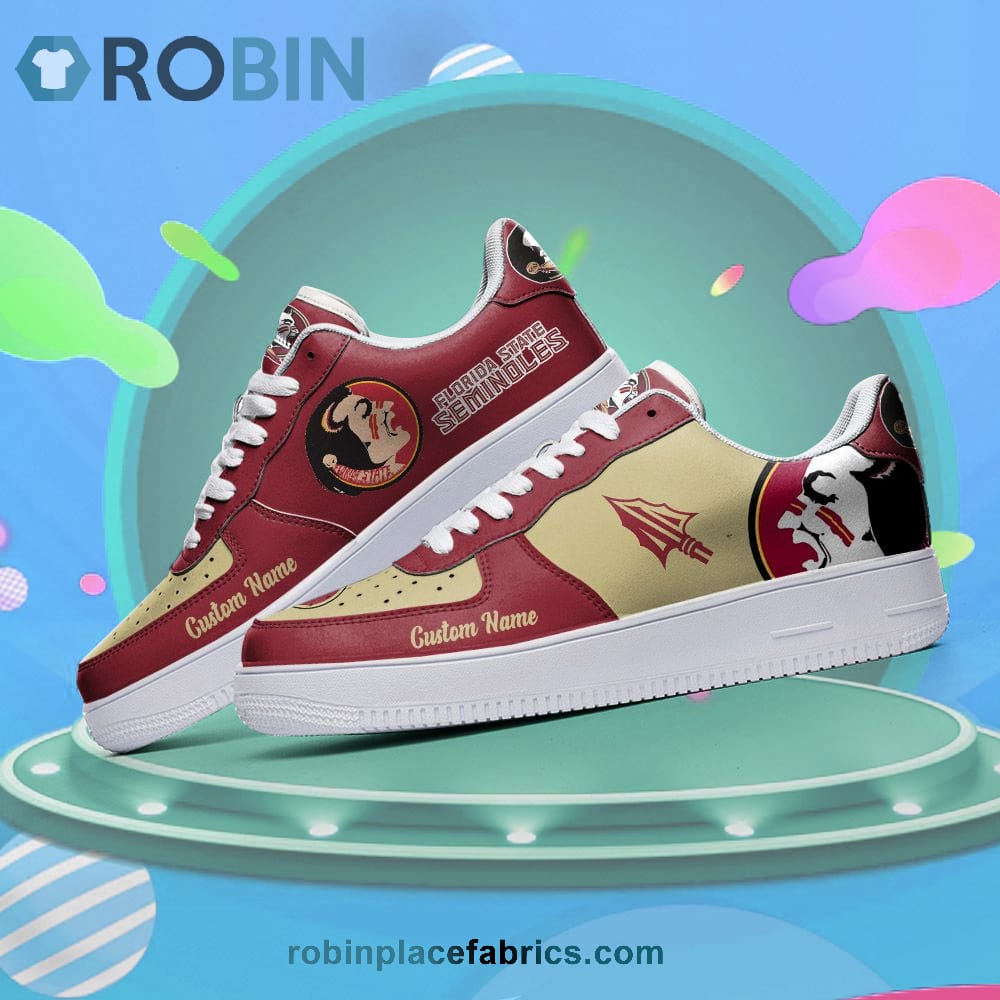 Florida State Seminoles Mascot Logo Ncaa Custom Name Air Force 1 Shoes For Men Women