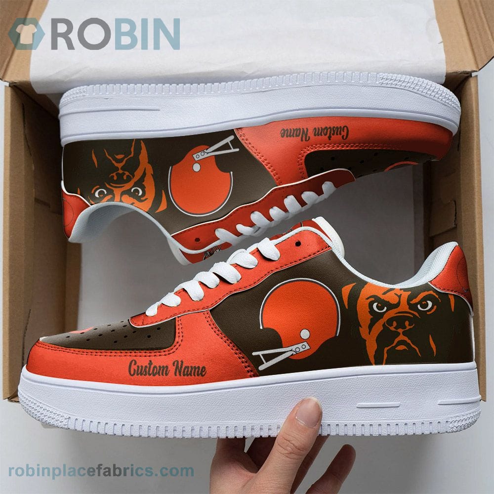Cleveland Browns Mascot Logo Nfl Custom Name Air Force 1 Shoes For Men Women