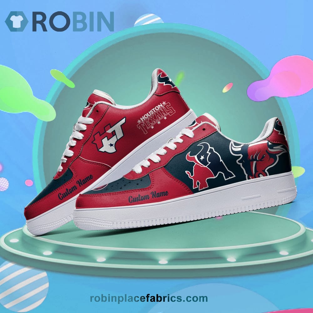 Houston Texans Mascot Logo Nfl Custom Name Air Force 1 Shoes For Men Women