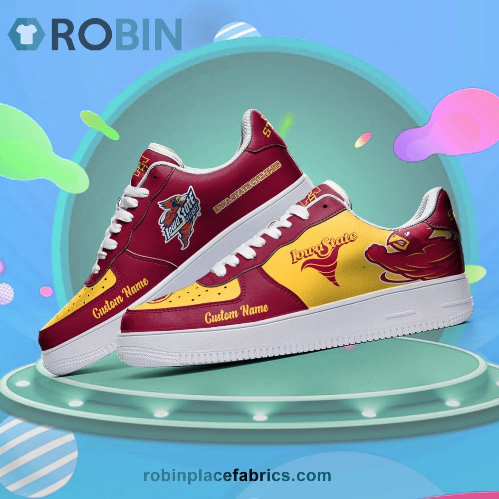 Iowa State Cyclones Mascot Logo Ncaa Custom Name Air Force 1 Shoes For Men Women