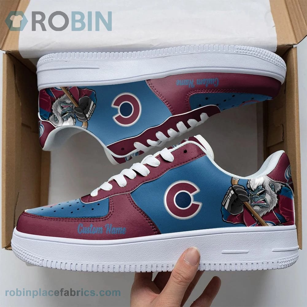 Colorado Avalanche Mascot Logo Nhl Custom Name Air Force 1 Shoes For Men Women