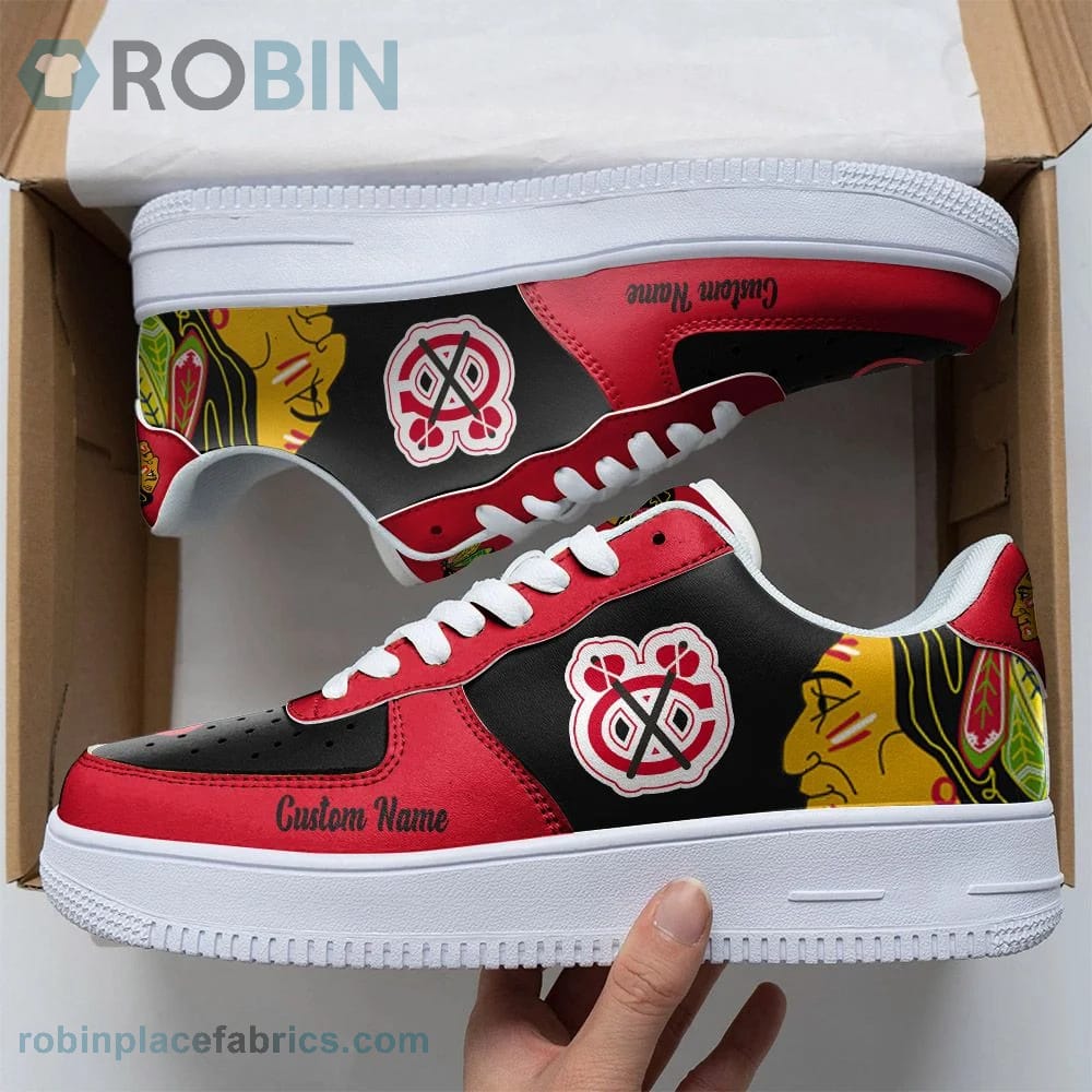 Chicago Blackhawks Mascot Logo Nhl Custom Name Air Force 1 Shoes For Men Women