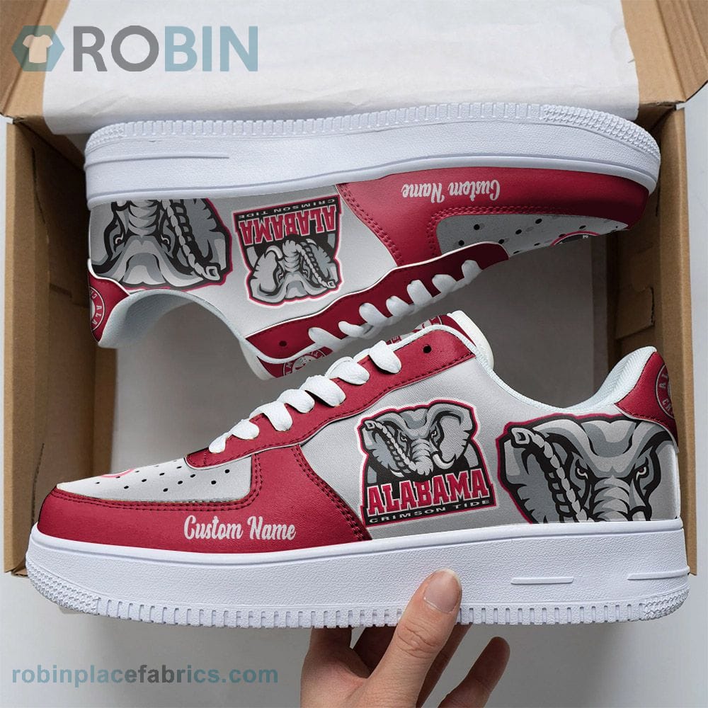 Alabama Crimson Tide Mascot Logo Ncaa Custom Name Air Force 1 Shoes For Men Women