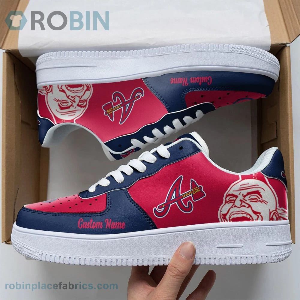 Atlanta Braves Mascot Logo Mlb Custom Name Air Force 1 Shoes For Men Women