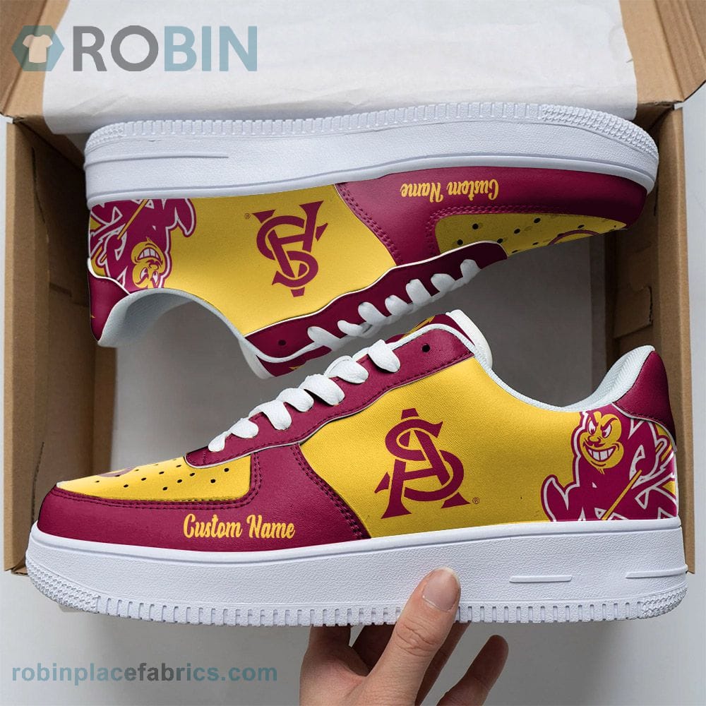 Arizona State Sun Devils Mascot Logo Ncaa Custom Name Air Force 1 Shoes For Men Women