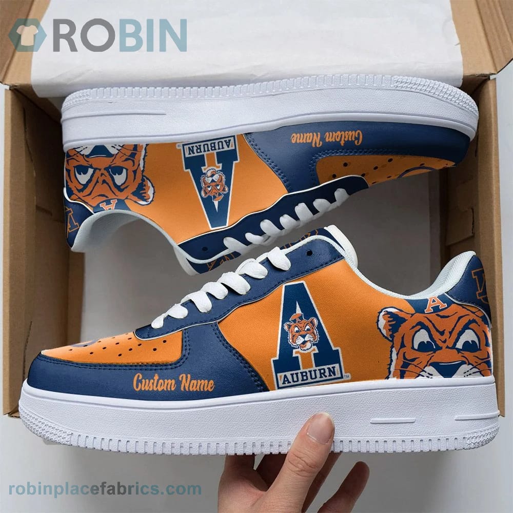 Auburn Tigers Mascot Logo Ncaa Custom Name Air Force 1 Shoes For Men Women