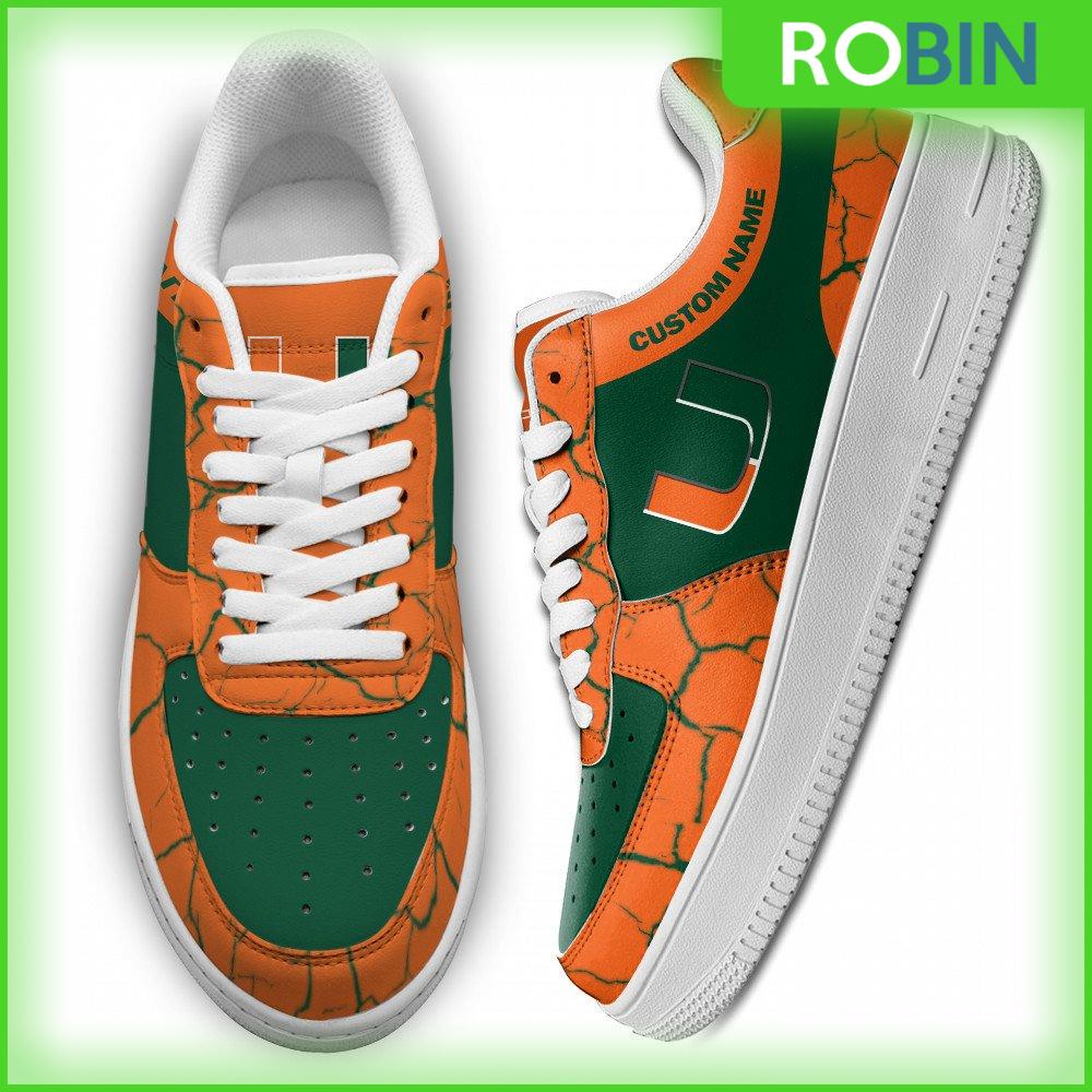 Personalized Miami Hurricanes Ncaa Sneakers Custom Af 1 Shoes For Men Women
