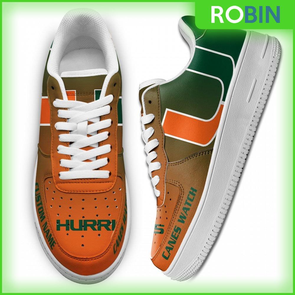 Miami Hurricanes Custom Air Force 1 Sneakes For Men Women