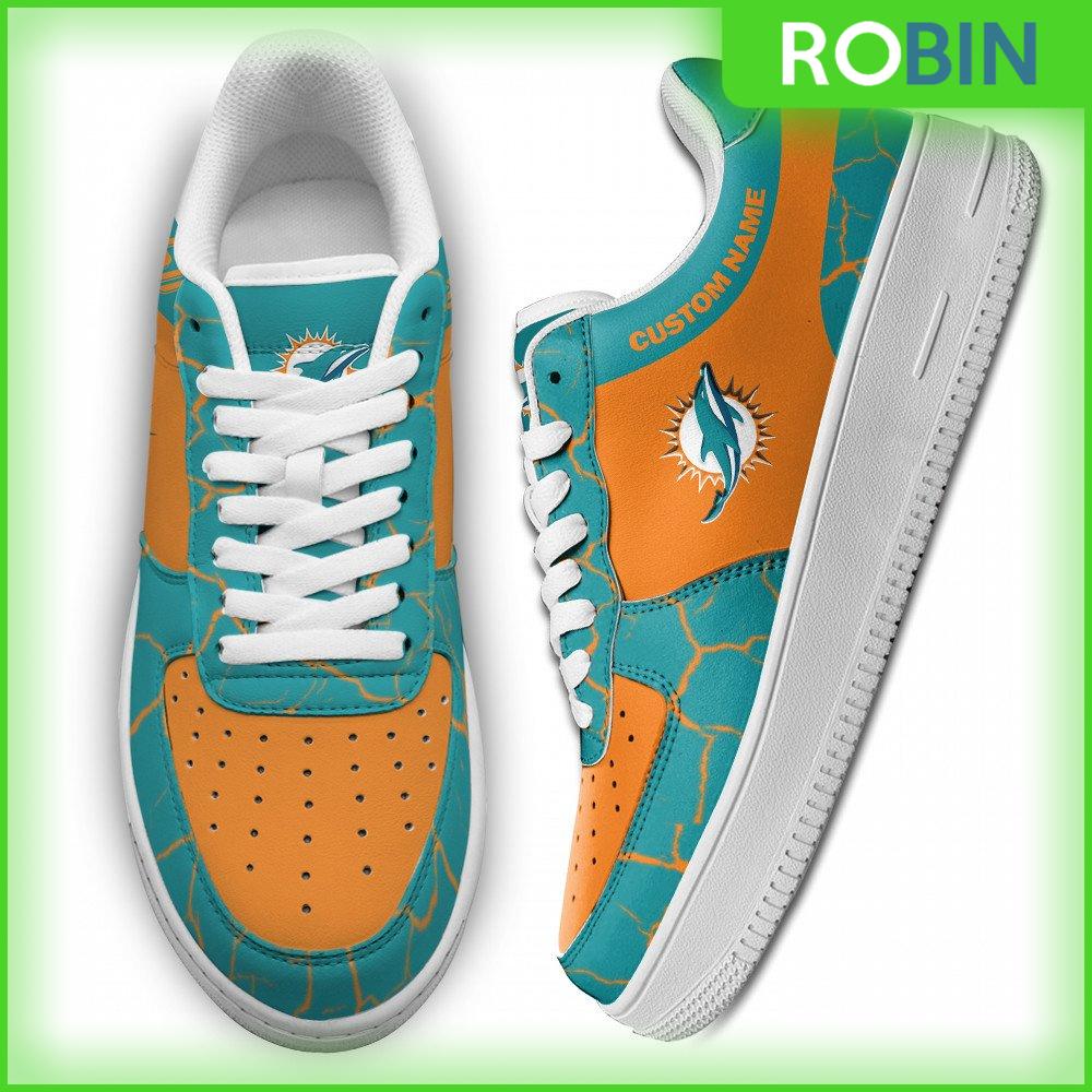 Personalized Miami Dolphins Nfl Custom Air Force 1 Sneakes For Men Women
