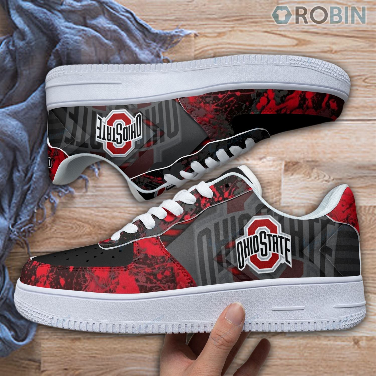 Ohio State Buckeyes Air Force 1 Sneakers Rb128 For Men Women