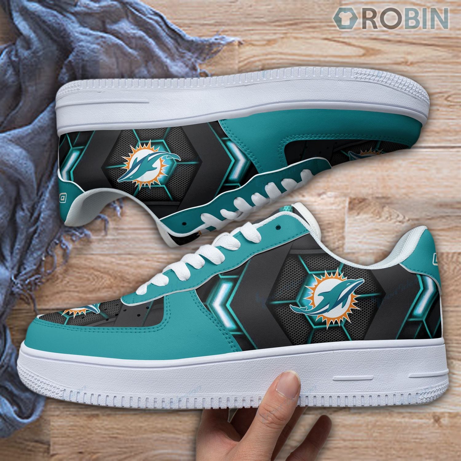 Miami Dolphins Air Force 1 Sneakers For Men Women
