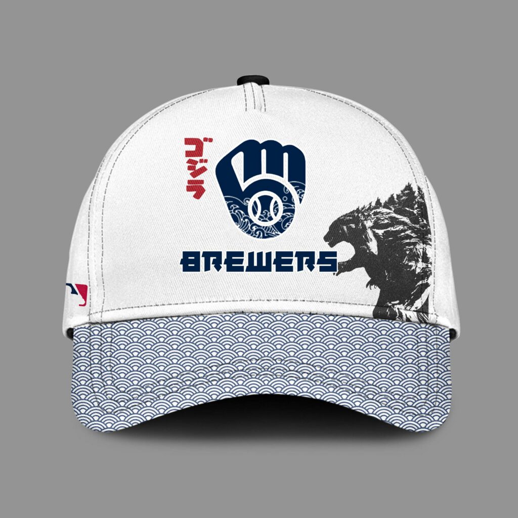 Godzilla X Milwaukee Brewers Japan Cap For Men And Women 