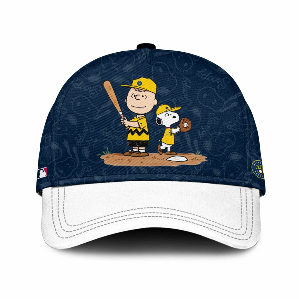 Milwaukee Brewers Mlb 75Th Anniversary Of Peanuts Snoopy Cap For Men And Women 