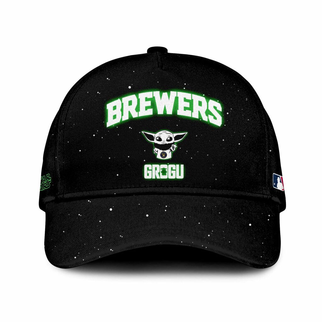 Milwaukee Brewers X Stars Wars Grogu Night Baseball Cap For Men And Women 