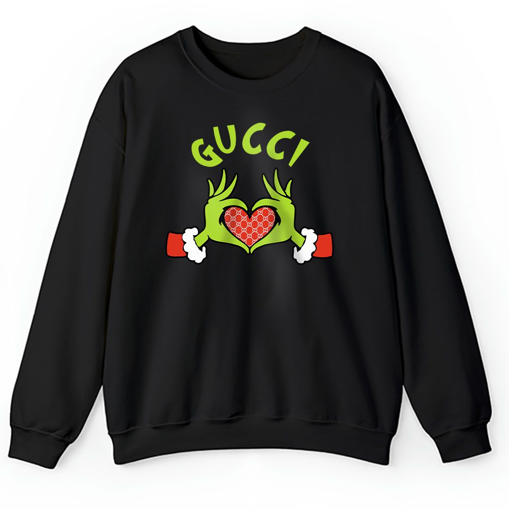 Grinch Hand Heart Shirt Christmas Gucci Unisex Sweatshirt BTN19620