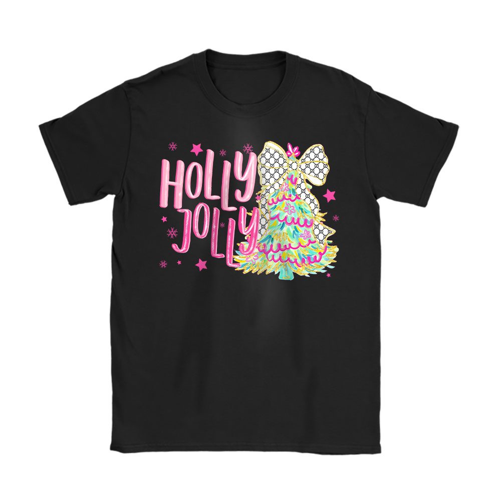 Colorful Glitter Coquette Christmas Tree Coquette Gucci Unisex T-Shirt Cotton Tee BN19587