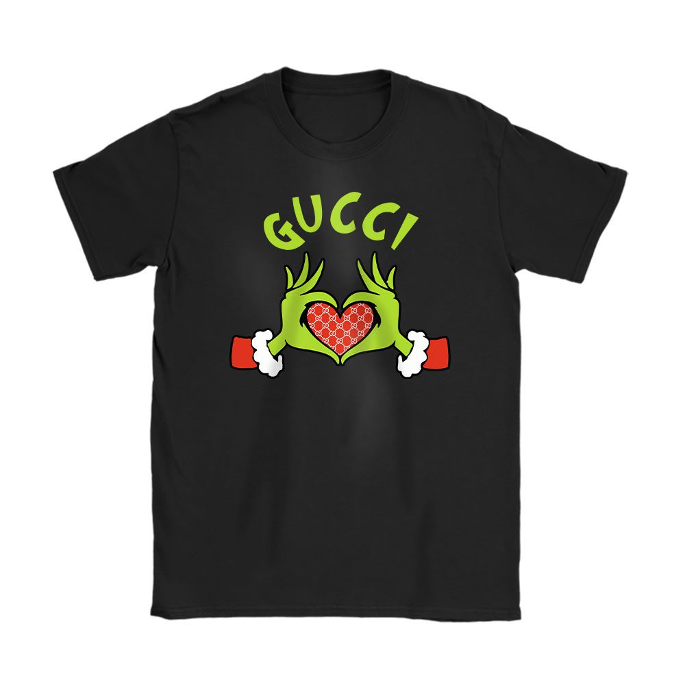 Grinch Hand Heart Shirt Christmas Gucci Unisex T-Shirt Cotton Tee BN19620