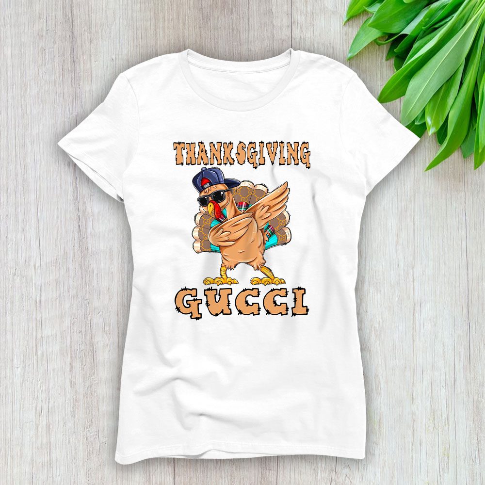 Retro Thanksgiving Turkey Dabbing Gucci Lady T-Shirt Women BTN19388