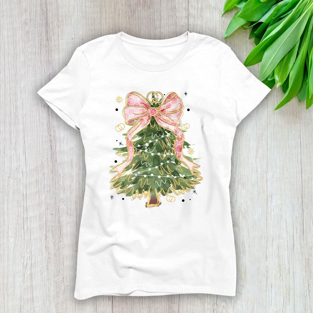 Merry Christmas Coquette Bow Christmas Tree Gucci Lady T-Shirt Women BTN19496