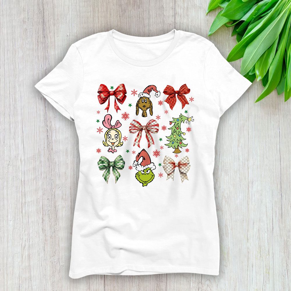 Grinmas Coquette Bow Christmas Season Gucci Lady T-Shirt Women BTN19336
