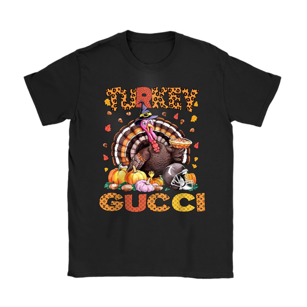 Retro Thanksgiving Turkey Gucci Unisex T-Shirt Cotton Tee BTN19394