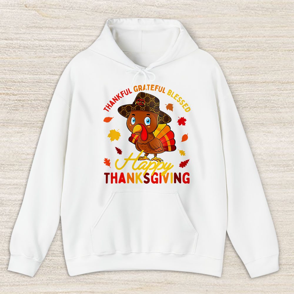 Thankful Grateful Blessed Thanksgiving Turkey Gucci Unisex Hoodie TAH18246