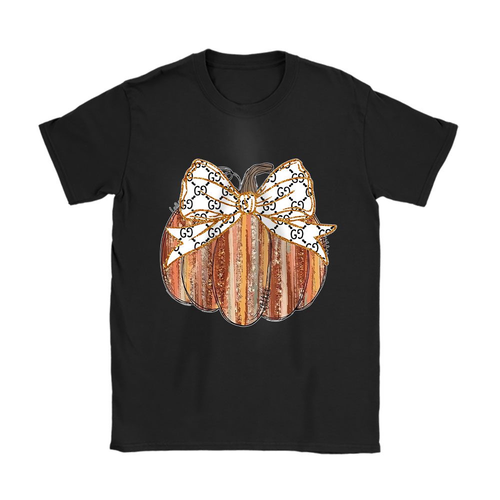 Colorful Coquette Gold Glitter Pumpkin Gucci Unisex T-Shirt Cotton Tee BN17724