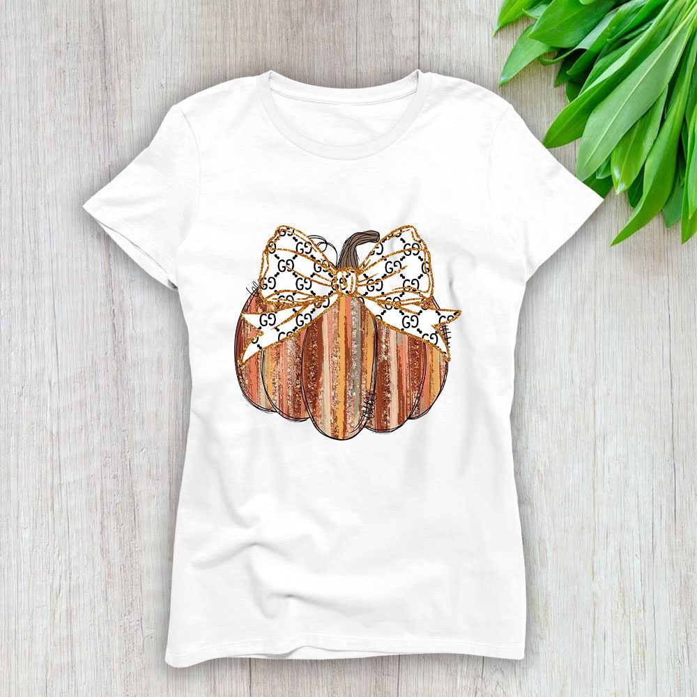 Colorful Coquette Gold Glitter Pumpkin Gucci Lady T-Shirt Women BTN17724