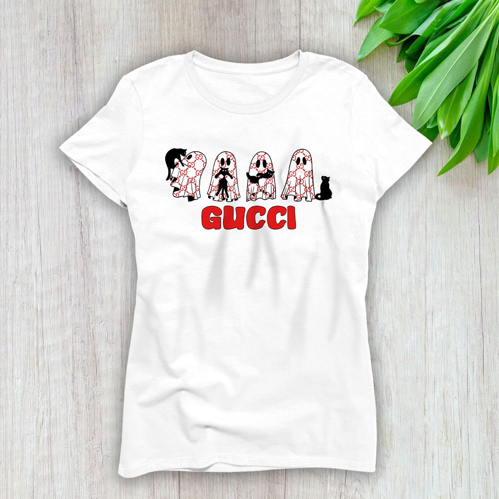 Halloween Black Cat Ghost Gucci Lady T-Shirt Women BTN17749
