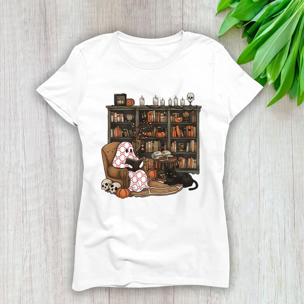 Retro Ghost Reading Books Gucci Lady T-Shirt Women BTN17756