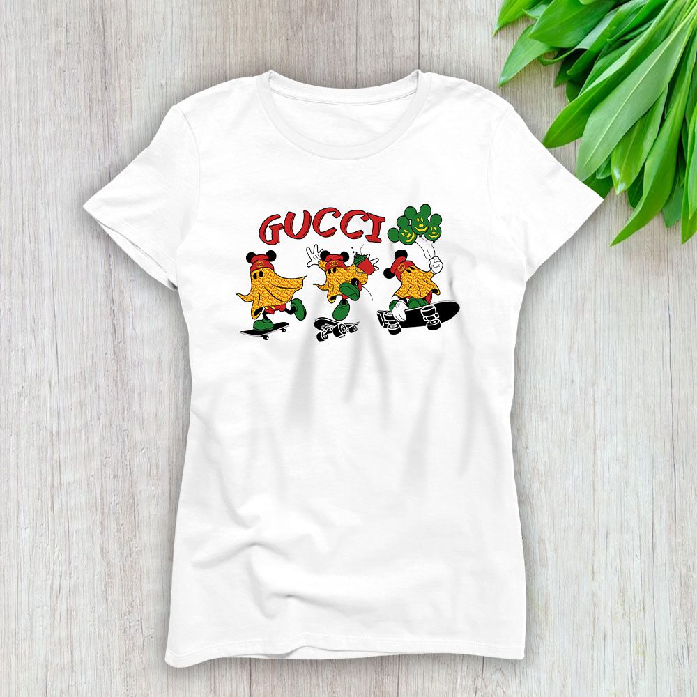 Disney Halloween Mickey Ghost Skateboarding Shirt Gucci Lady T-Shirt Women BTN15107