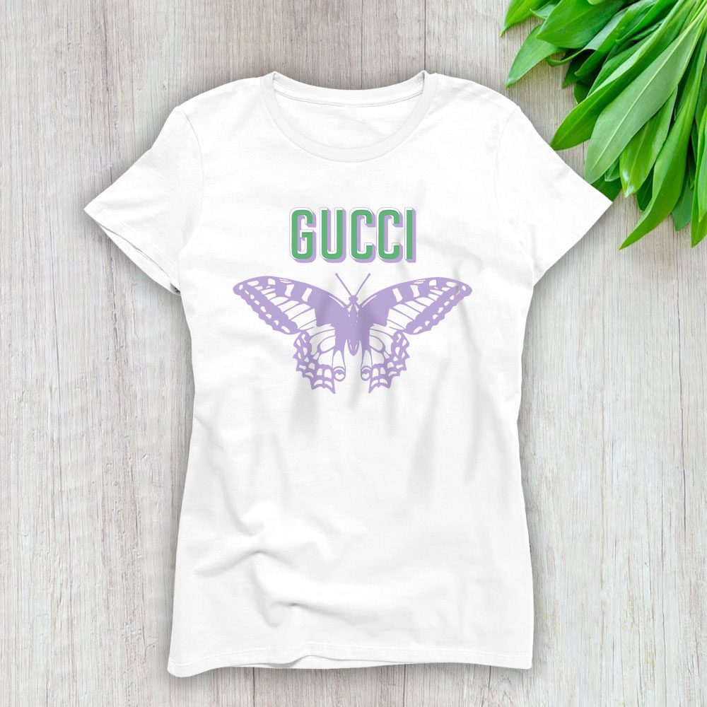 Butterfly Printed Cotton Jersey Gucci Lady T-Shirt Women BTN15067