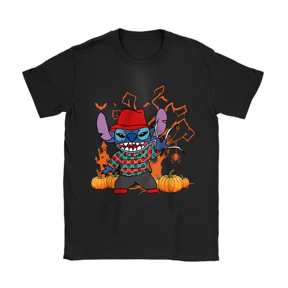 Disney Stitch Hapyy Halloween Gucci Unisex T-Shirt Cotton Tee BN15111