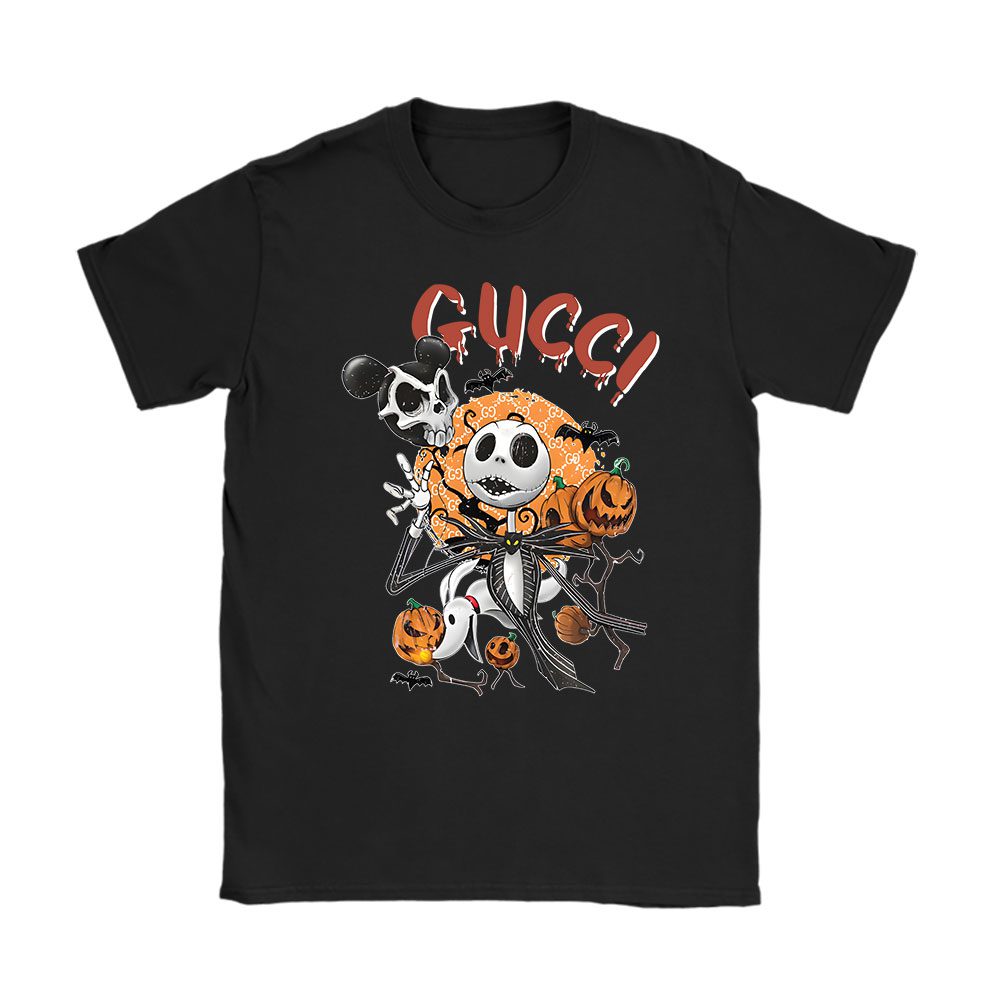 Disney Nightmare On The Main Street Jack Skellington Gucci Unisex T-Shirt Cotton Tee BN14659