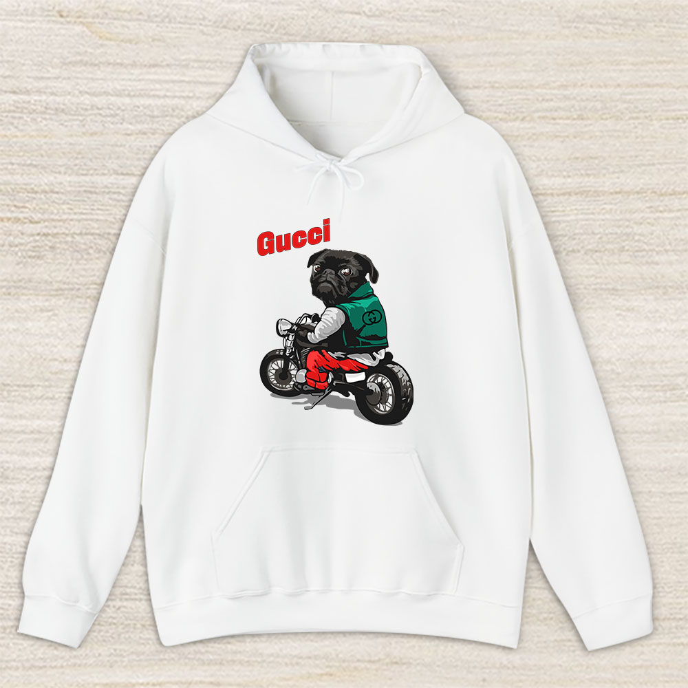 Pug Dog Riding A Motorcycle Gucci Brand Unisex Hoodie TAH6381
