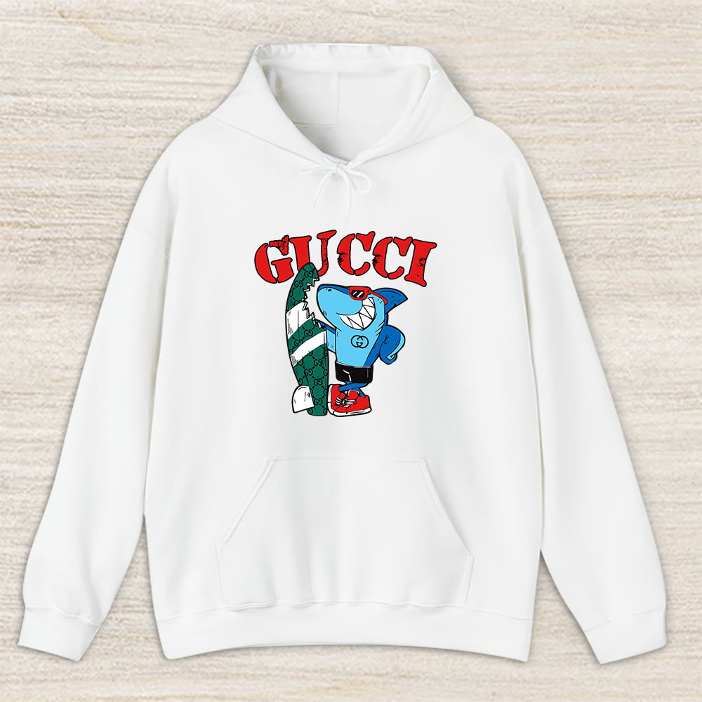 Cartoon Shark With Surfboard Gucci Unisex Hoodie TAH5488
