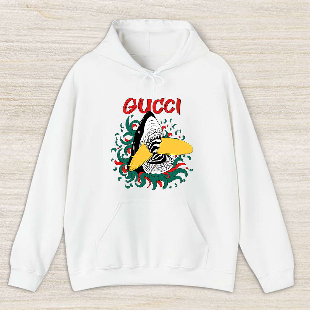Cartoon Shark With Surfboard Gucci Unisex Hoodie TAH5489