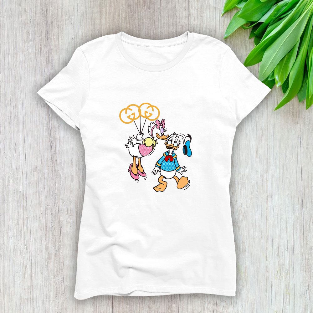 Gucci Donald Duck And Daisy Duck Lady T-Shirt Luxury Tee For Women LDS1381