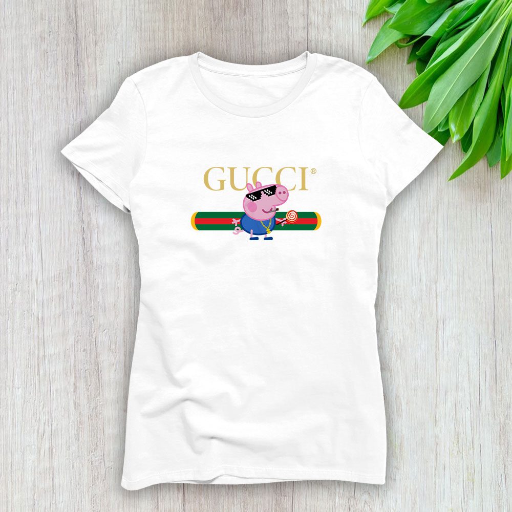 Gucci Peppa Pig Cool Lady T-Shirt Luxury Tee For Women LDS1326