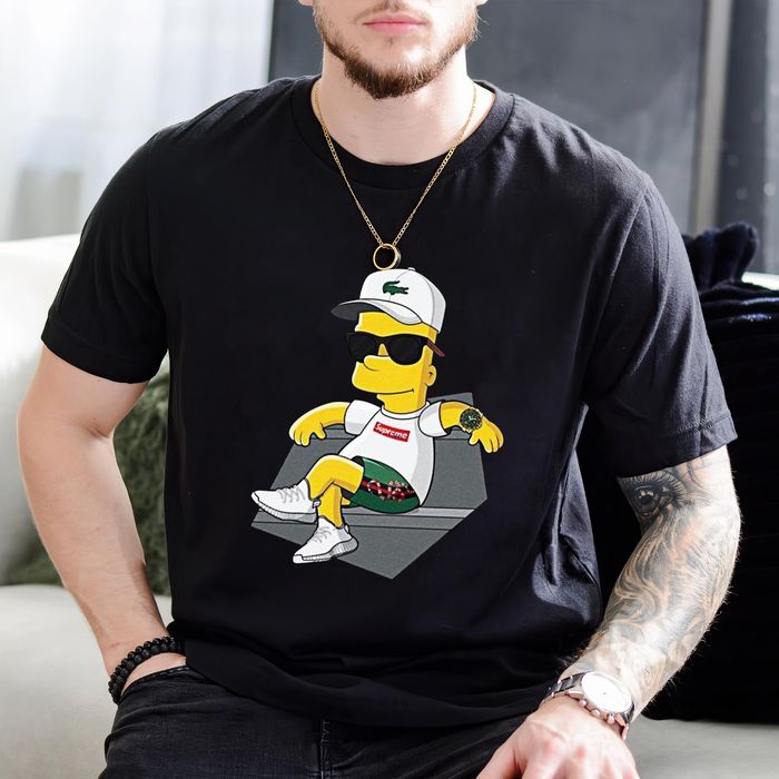 Bart Simpson With Lacoste Hat Yeezy Shoes Gucci Snake Short Classic Unisex T-Shirt