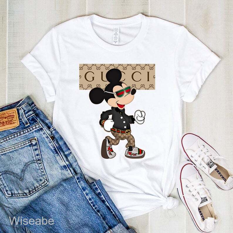 Gucci Mickey Mouse Walking Unisex T-Shirt Gucci Logo T- Shirt WTS466