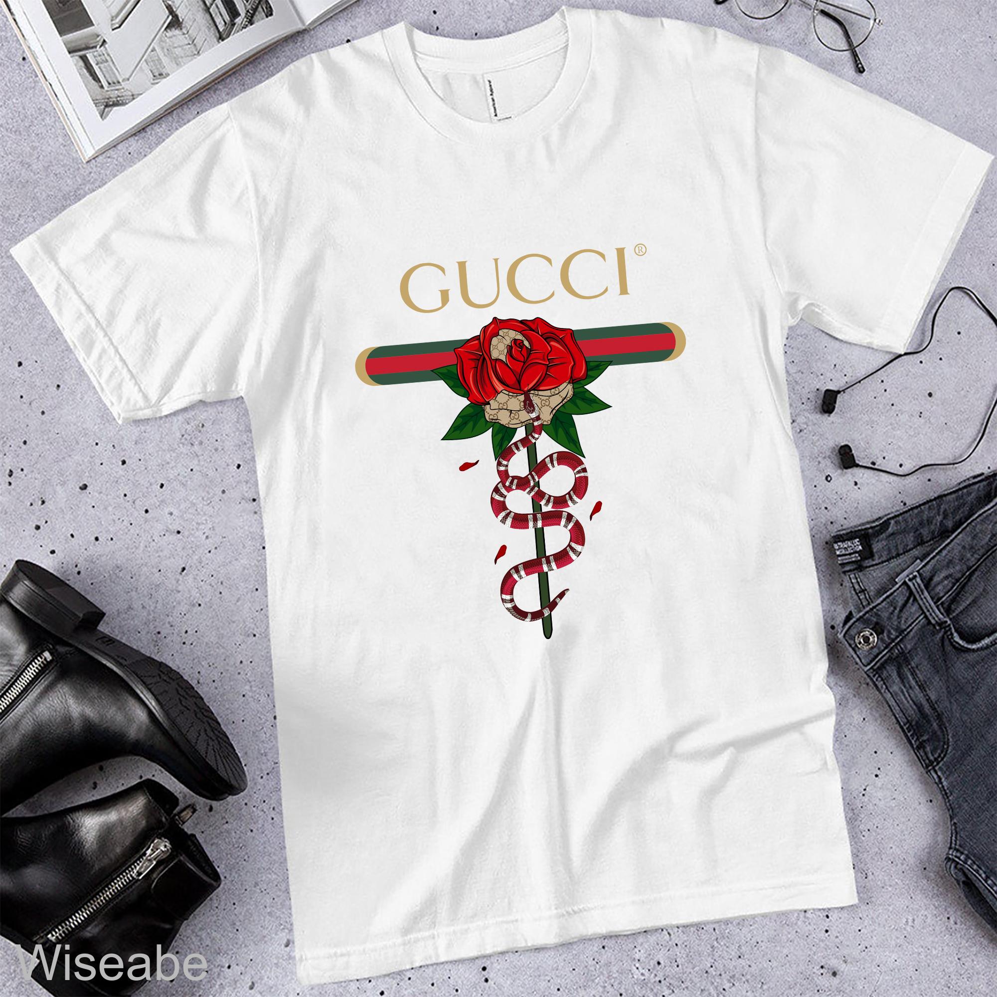 Rose snake Gucci Logo Unisex T-Shirt WTS441