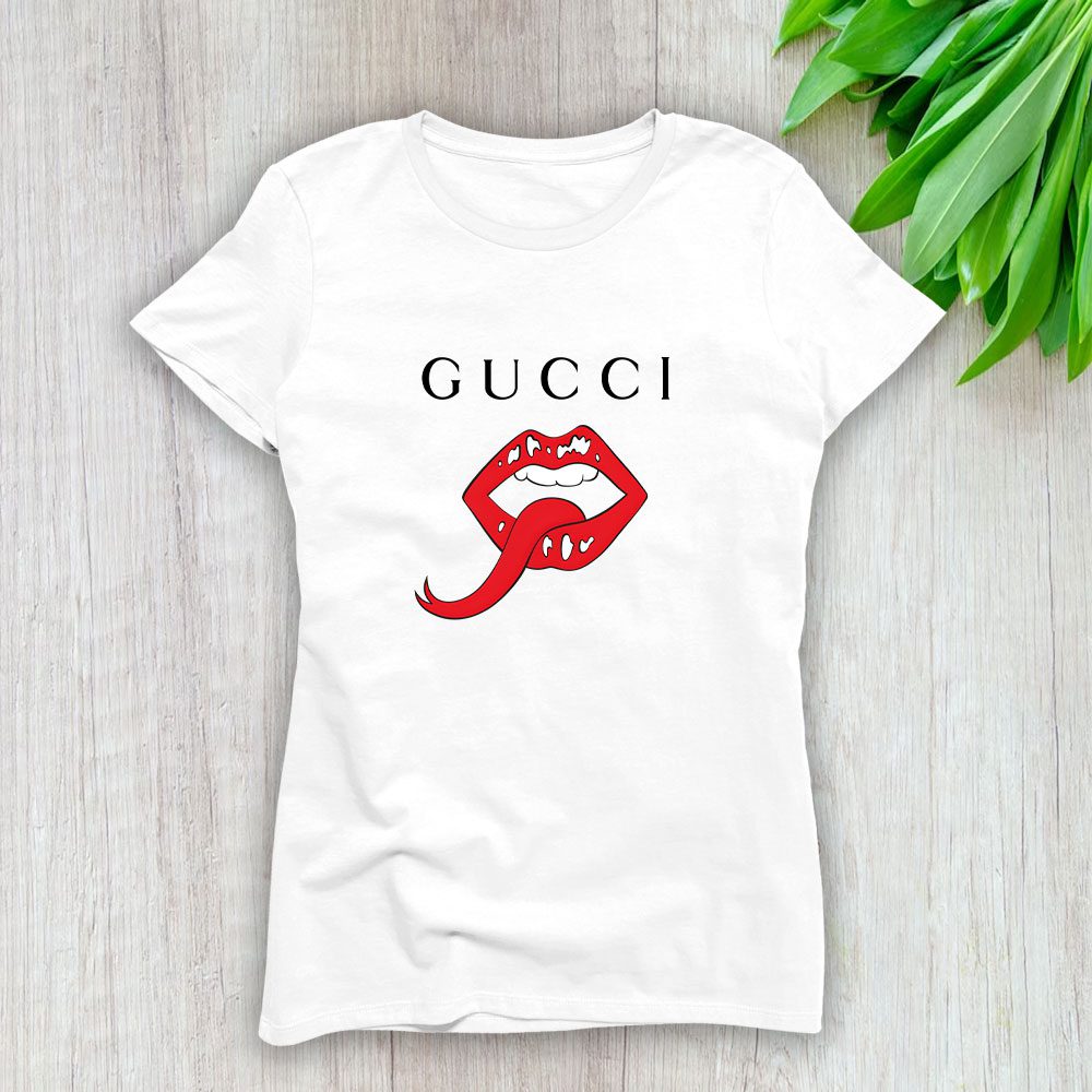 Gucci Mouth Lady T-Shirt Luxury Tee For Women LDS1442