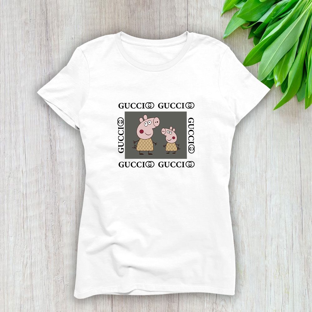 Gucci Peppa Pig Lady T-Shirt Luxury Tee For Women LDS1322