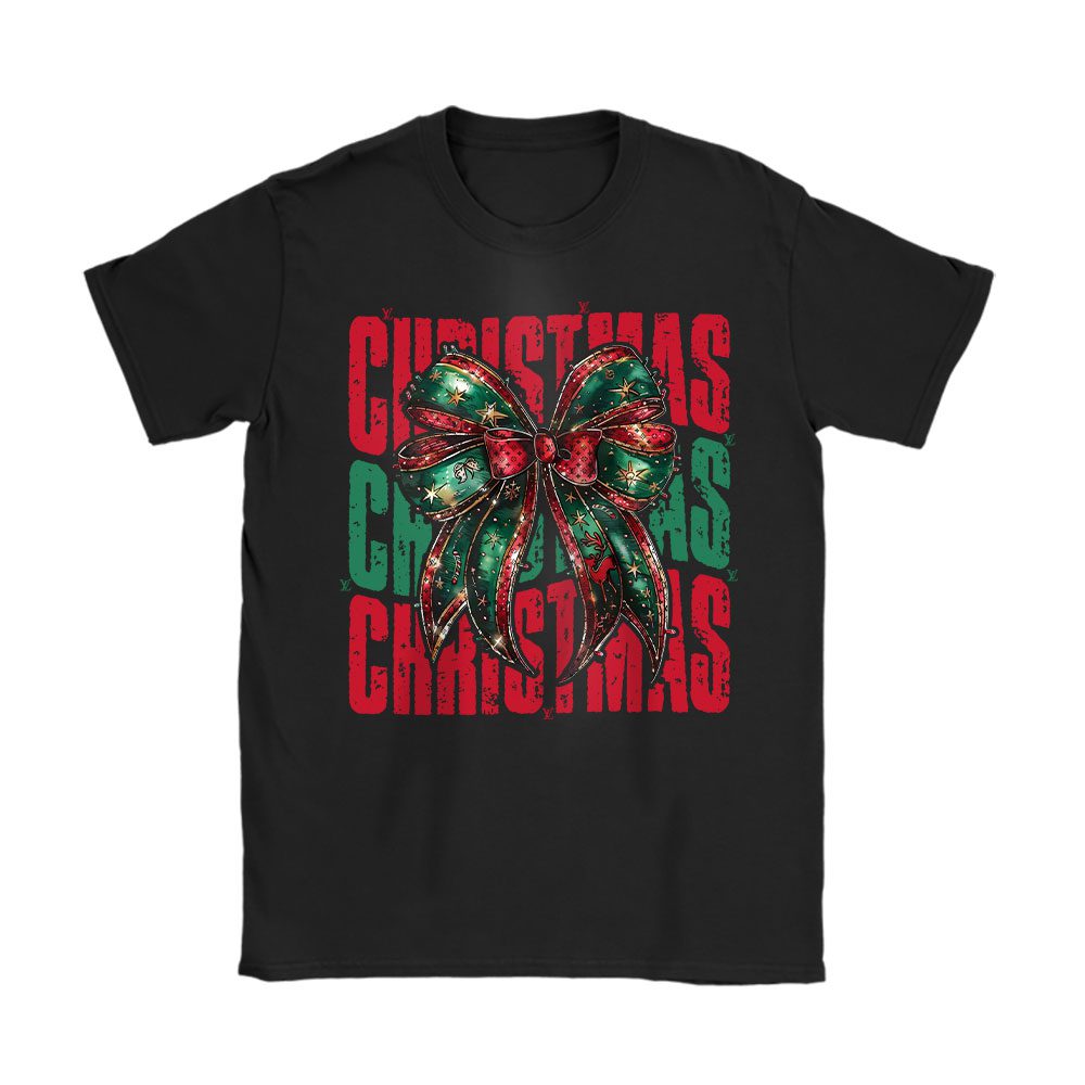 Retro Christmas Coquette Bow Christmas Season Louis Vuitton Unisex T-Shirt Cotton Tee BN20135