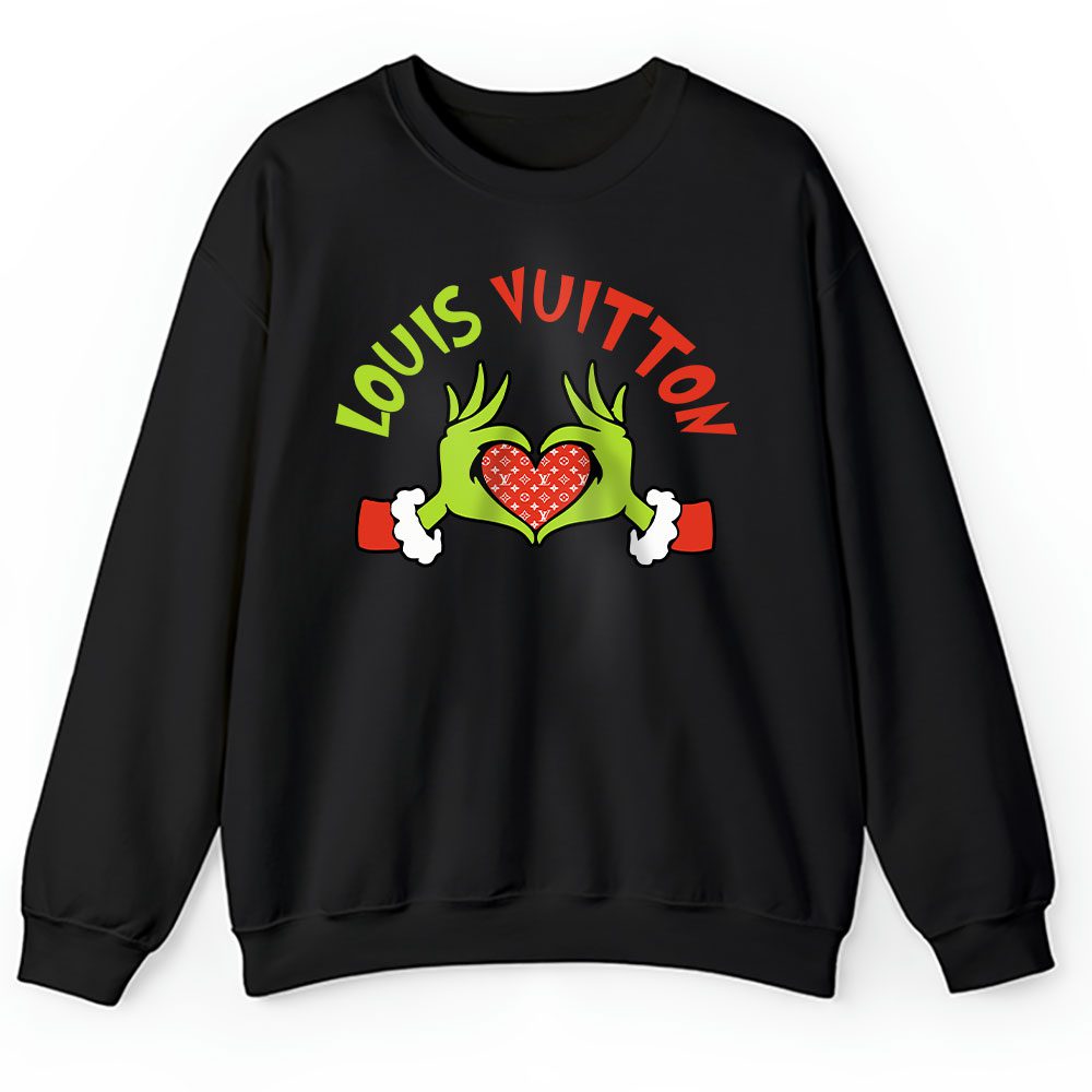Grinch Hand Heart Shirt Christmas Louis Vuitton Unisex Sweatshirt BTN19622