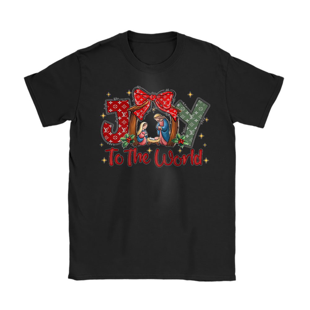 Christian Christmas Joy To The World Coquette Jesus Christmas Louis Vuitton Unisex T-Shirt Cotton Tee BN20065