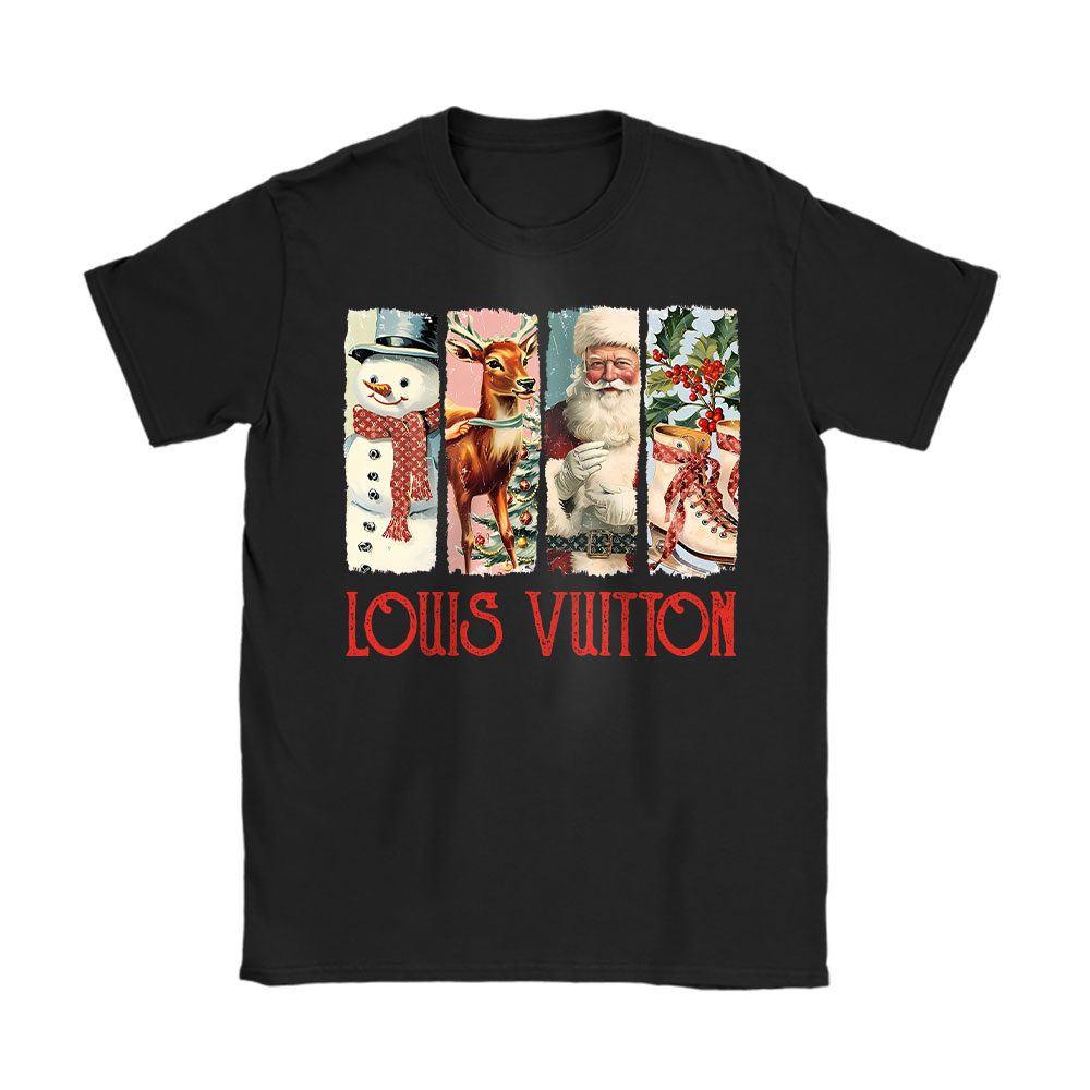 Retro Christmas Santa Claus Louis Vuitton Unisex T-Shirt Cotton Tee BN19679