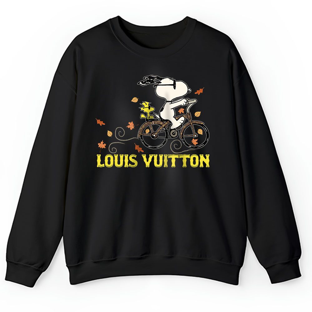 Peanuts Snoopy Woodstock Riding Bike Happy Thanksgiving Louis Vuitton Unisex Sweatshirt BTN19509